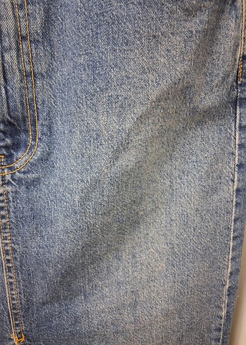 s Beden Gri Mavi Denim Midi Etek
