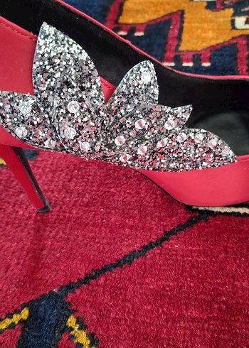 Pembe Taşlı  Desenli Tokalı Yüksek Topuklu Stiletto - Görsel 2