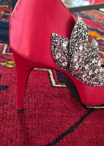 Pembe Taşlı  Desenli Tokalı Yüksek Topuklu Stiletto - Görsel 3