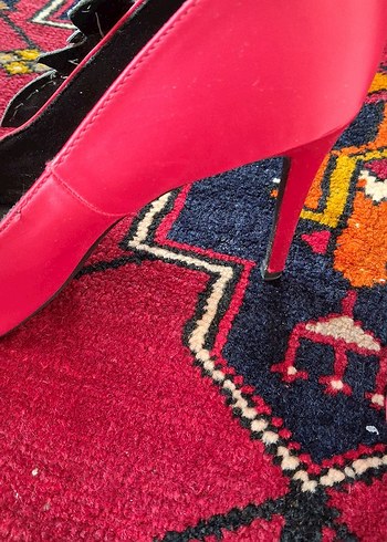 Pembe Taşlı  Desenli Tokalı Yüksek Topuklu Stiletto - Görsel 8