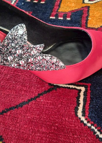 Pembe Taşlı  Desenli Tokalı Yüksek Topuklu Stiletto - Görsel 5