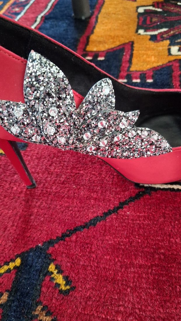 Pembe Taşlı  Desenli Tokalı Yüksek Topuklu Stiletto - Görsel 2