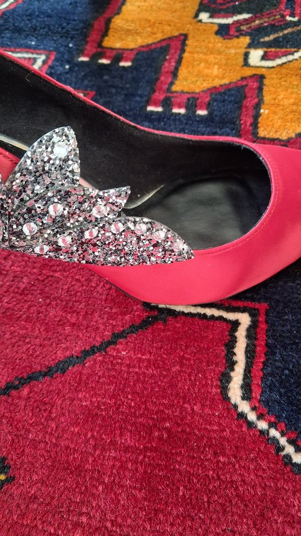 Pembe Taşlı  Desenli Tokalı Yüksek Topuklu Stiletto - Görsel 5