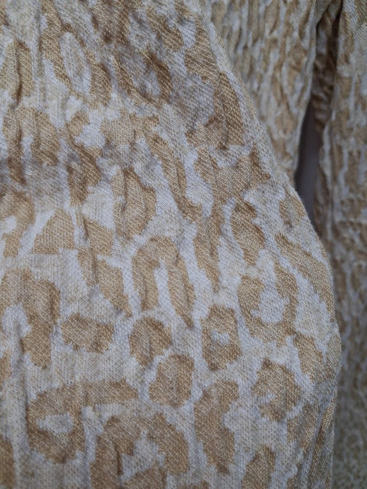 Bej Kadın Keten Piliseli Uzun Kollu Kazak - Görsel 3