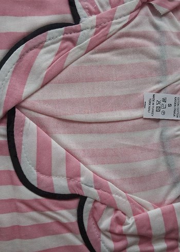 s Beden pembe Renk Pembe Çizgili Uzun Kollu Midi Pijama Takımı