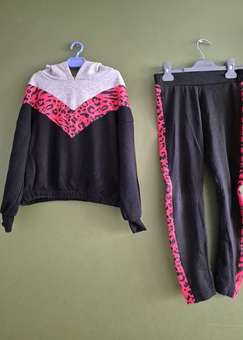 Kız Çocuk Zebra Desenli Triko Eşofman Takımı