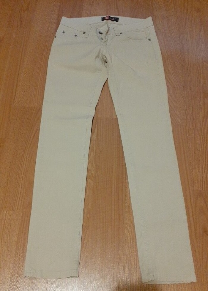 Bej pamuklu jean - Görsel 2