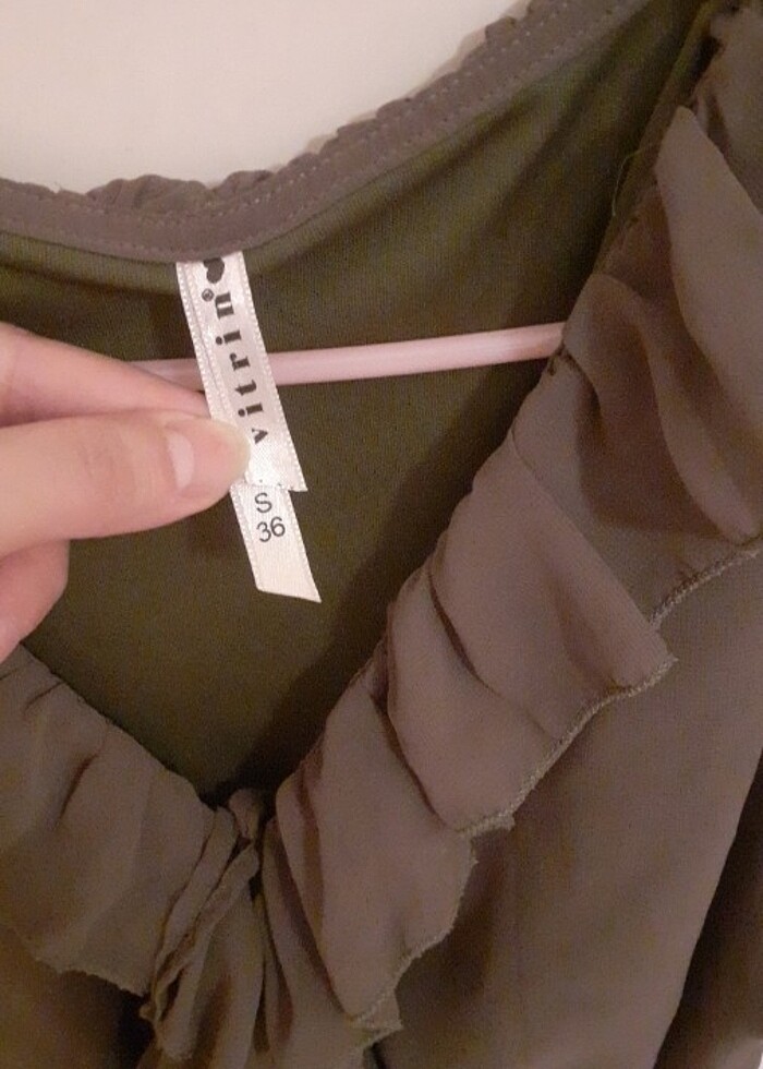 Haki şifon elbise - Görsel 3