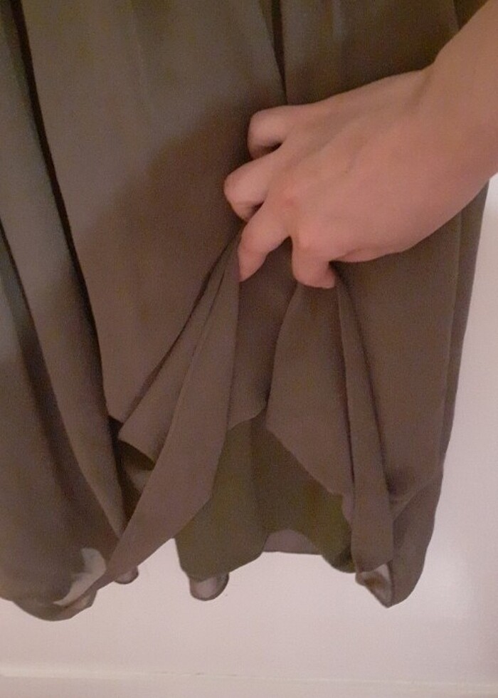 Haki şifon elbise - Görsel 5