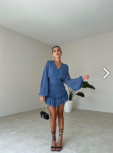 Zara Önü düğme detaylı şifon kumaş elbise
