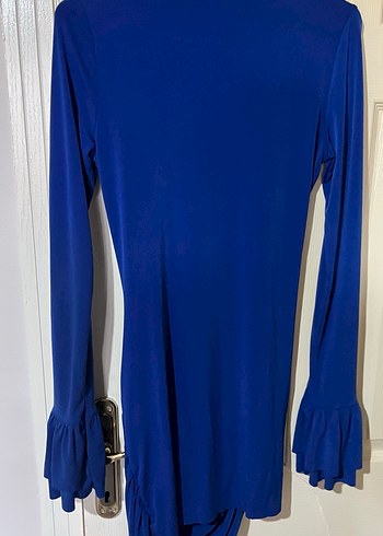 Uzun Kollu Drapeli Lacivert Kadın Triko Elbise - Görsel 2