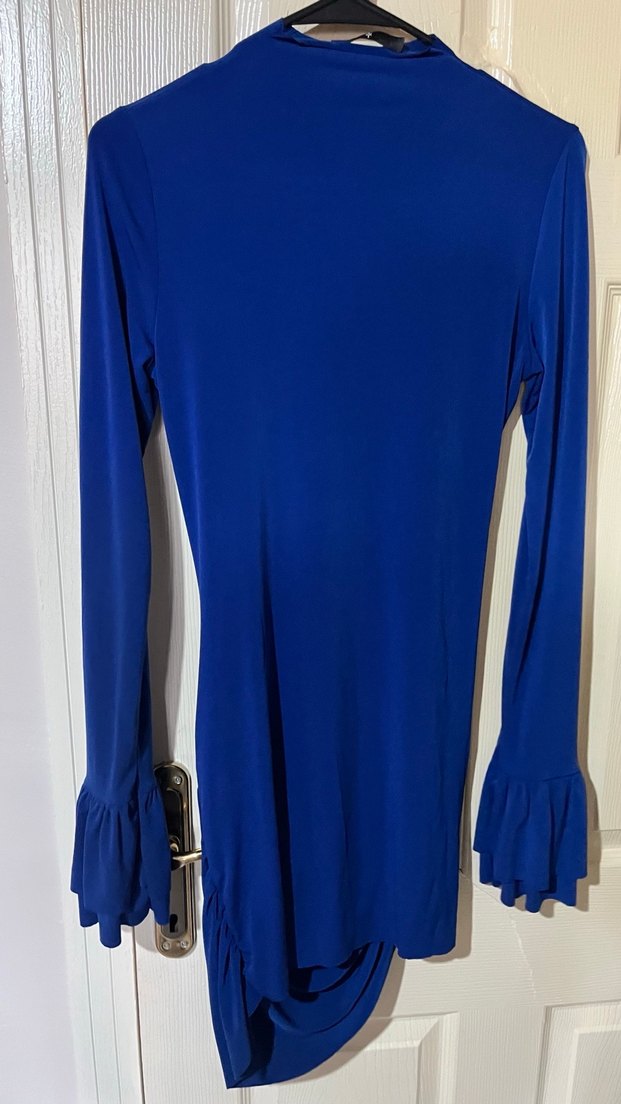 Uzun Kollu Drapeli Lacivert Kadın Triko Elbise - Görsel 2