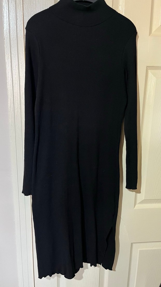 Siyah Balıkçı Yaka Uzun Kollu Elbise - Görsel 2