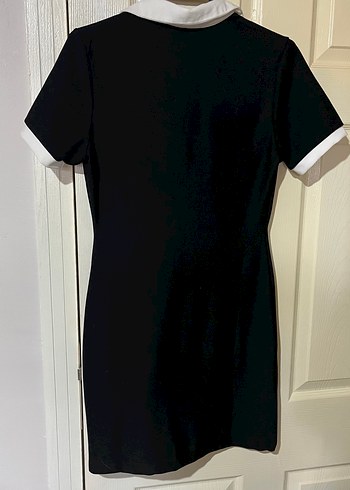 Düğmeli Siyah Midi Kadın Elbise - Görsel 2