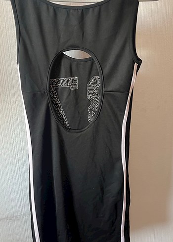 Siyah Payetli Straplez Spor Midi Elbise - Görsel 6