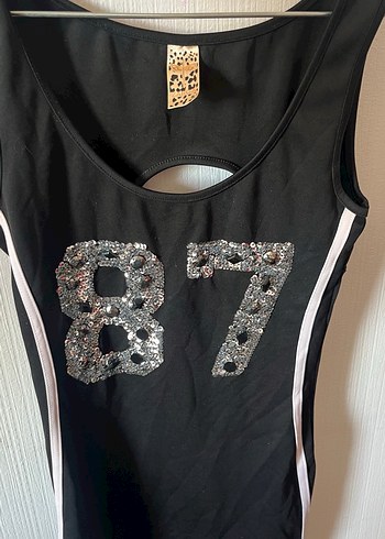 Siyah Payetli Straplez Spor Midi Elbise - Görsel 3