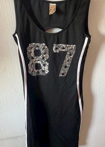 Siyah Payetli Straplez Spor Midi Elbise - Görsel 2