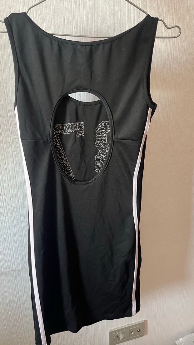 Siyah Payetli Straplez Spor Midi Elbise - Görsel 4