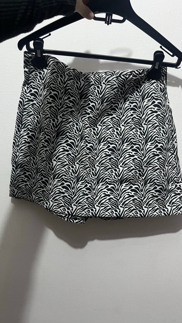 Zebra Desenli Mini Pilili Etek şortlu - Görsel 2