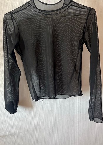 Siyah Transparan Uzun Kollu Boğazlı Bluz - Görsel 2