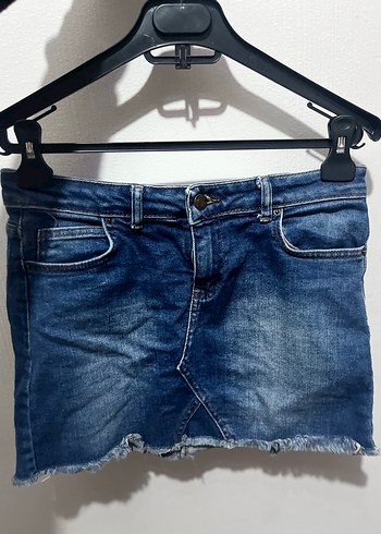 Koyu Mavi Denim Mini Etek - Görsel 4