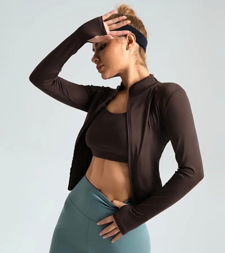 Kahverengi Fermuarlı Yüksek Yakalı Spor Üst - Görsel 4