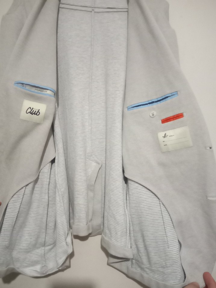 Düğmeli Beyaz Keten Erkek Ceket - Görsel 4