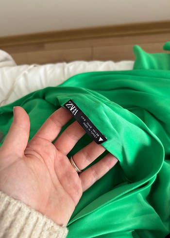 Yeşil Saten Askılı Mini Elbise - Görsel 3