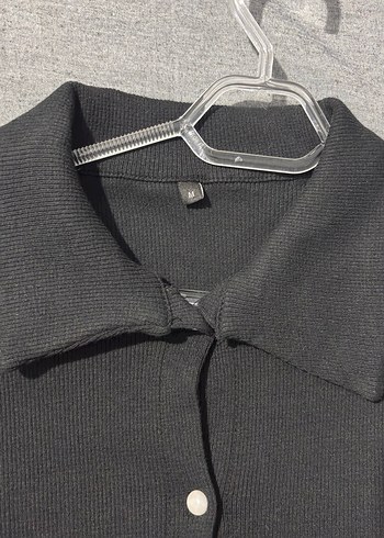 Düğmeli Siyah Kadın Triko Elbise - Görsel 2