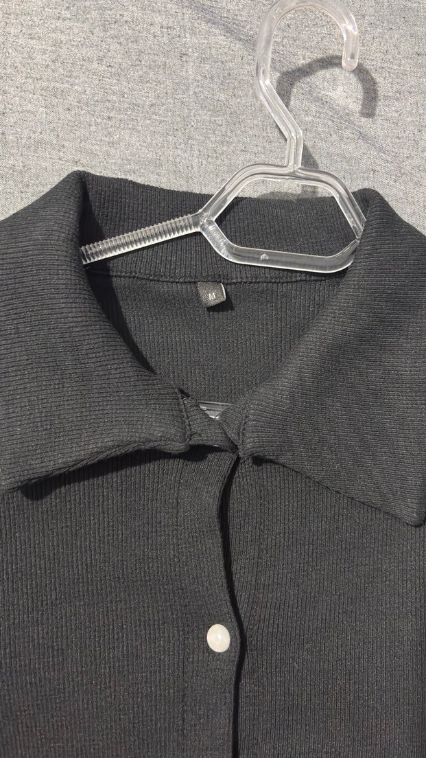 Düğmeli Siyah Kadın Triko Elbise - Görsel 2