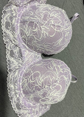 Mor ve Siyah Dantel Göğüs Sütyeni Seti - Görsel 4