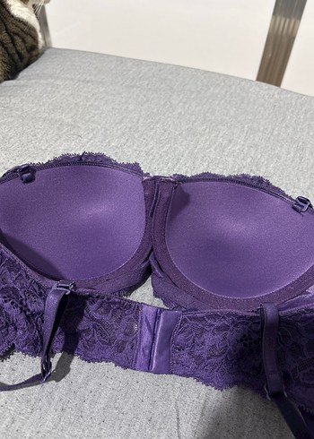 Mor ve Siyah Dantel Göğüs Sütyeni Seti - Görsel 6