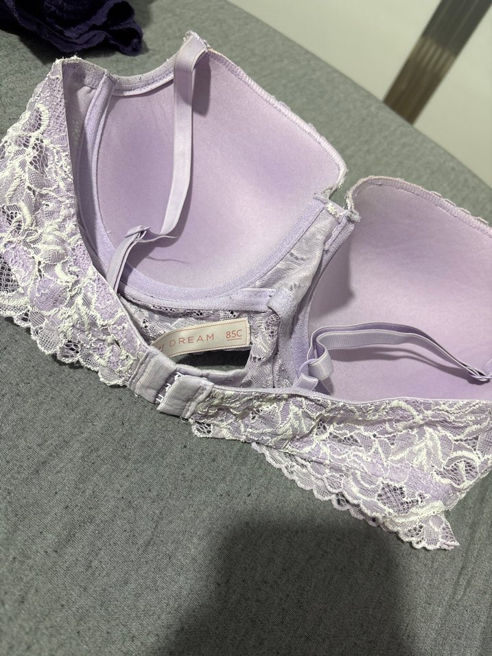 Mor ve Siyah Dantel Göğüs Sütyeni Seti - Görsel 5