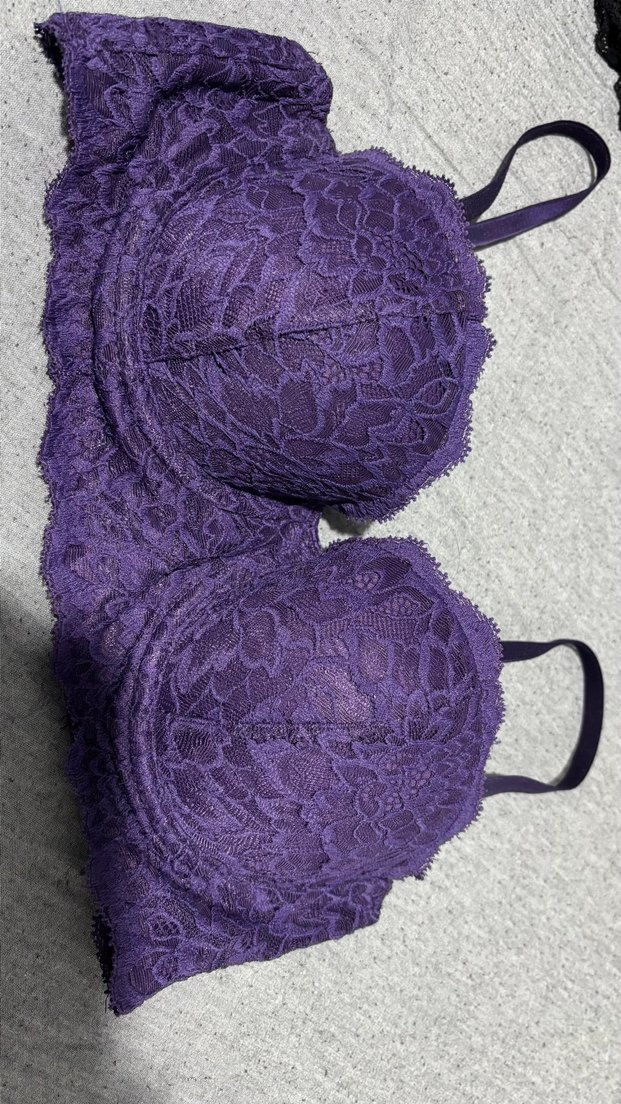 Mor ve Siyah Dantel Göğüs Sütyeni Seti - Görsel 3