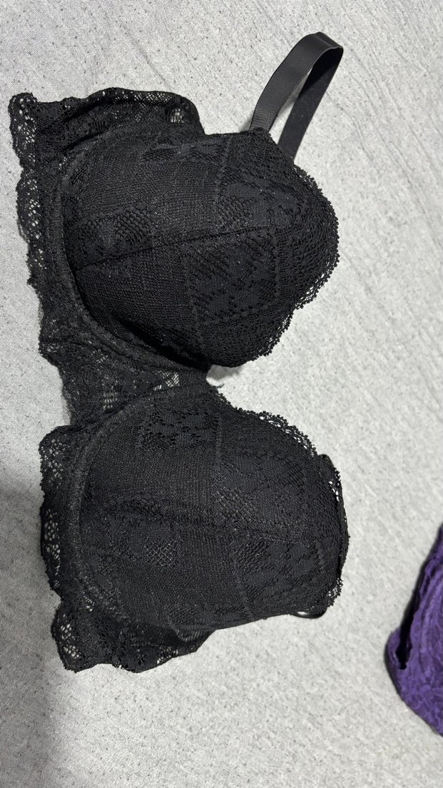 Mor ve Siyah Dantel Göğüs Sütyeni Seti - Görsel 2