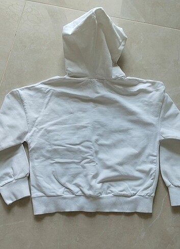 9 Yaş Beden beyaz Renk Cep detaylı kapşonlu sweatshirt