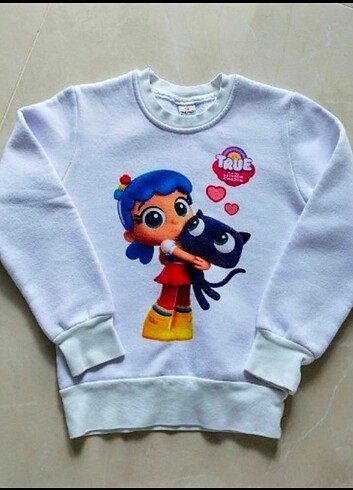true baskılı şardonlu polar sweatshirt