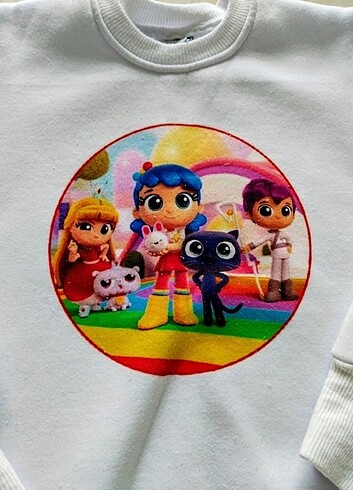 9 Yaş Beden true ve arkadaşları baskılı şardonlu polar sweatshirt