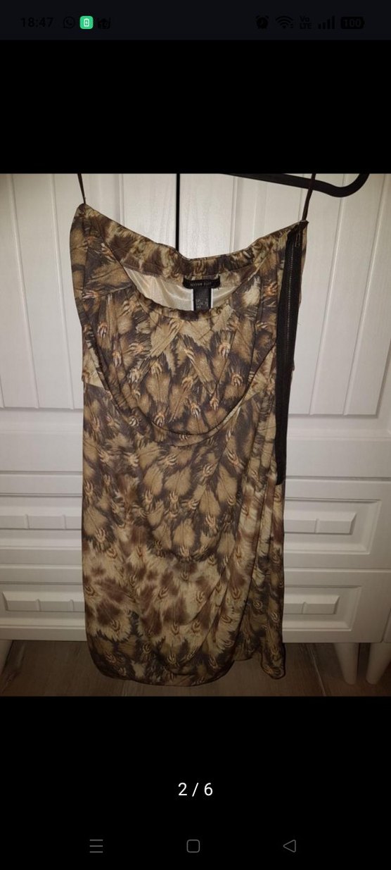 Mango Drapeli Straplez Yılan Desenli Mini Elbise - Görsel 2