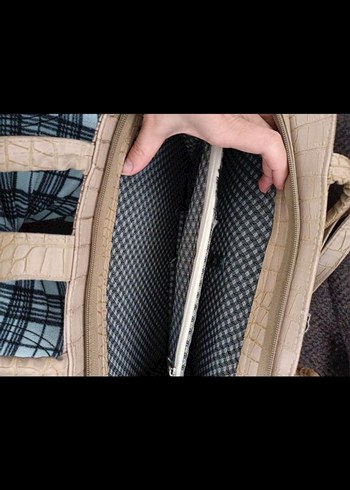 Bej (Gül kurusu) Deri Yılan Desenli Kadın Çanta - Görsel 4