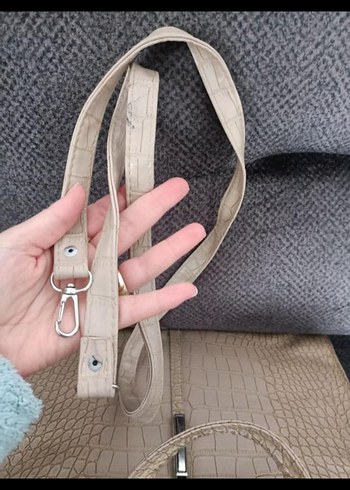 Bej (Gül kurusu) Deri Yılan Desenli Kadın Çanta - Görsel 6