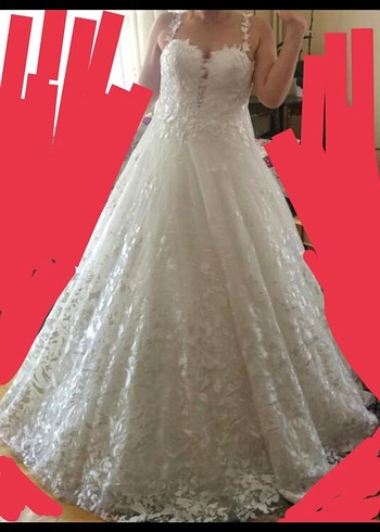 Oleg Cassini A kesim Askılı Kol Gelinlik - Görsel 6