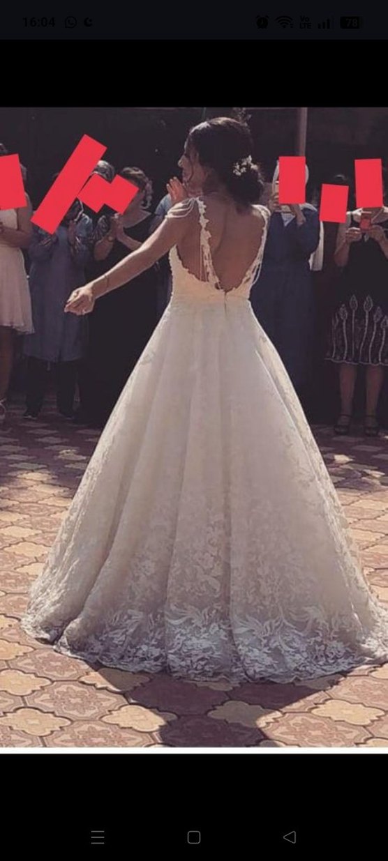 Oleg Cassini A kesim Askılı Kol Gelinlik - Görsel 2