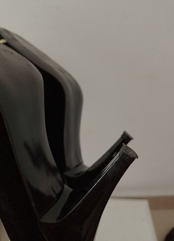 siyah süet topuklu ayakkabı - Görsel 7