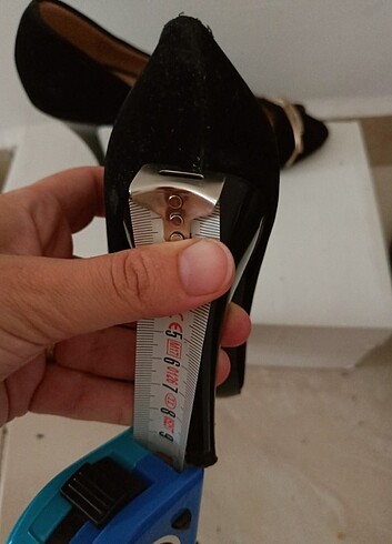 siyah süet topuklu ayakkabı - Görsel 8