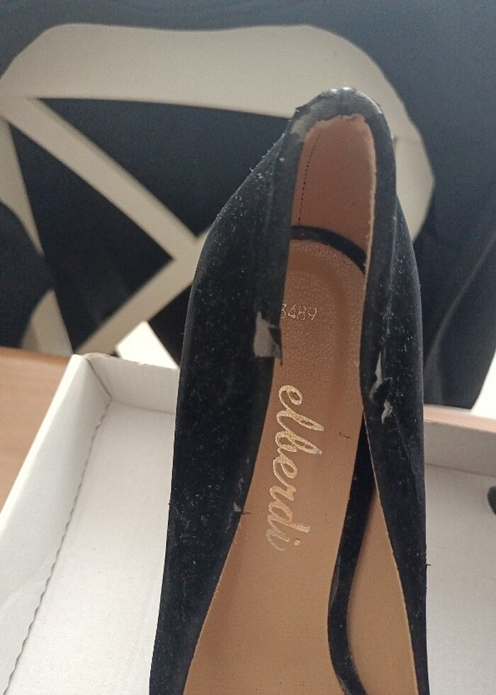 siyah süet topuklu ayakkabı - Görsel 4