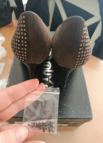 muya kahverengi süet topuklu ayakkabı - Görsel 6