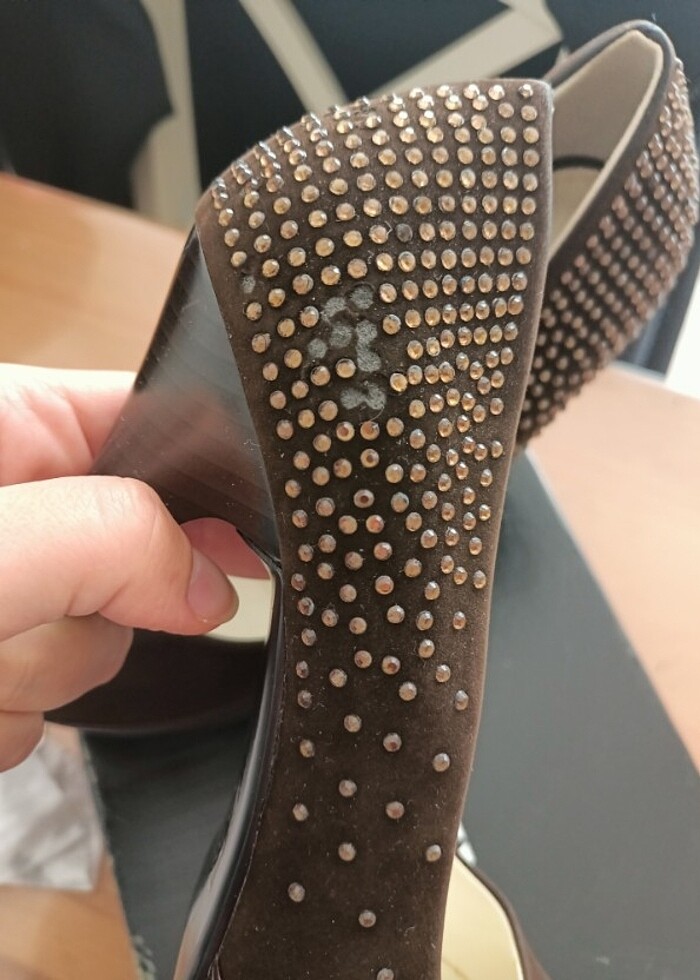 muya kahverengi süet topuklu ayakkabı - Görsel 5