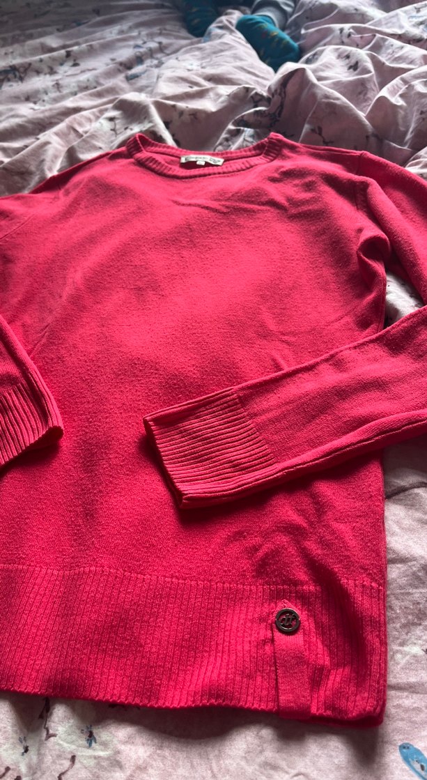 Düğmeli fuşya Kadın ince kazak - Görsel 2