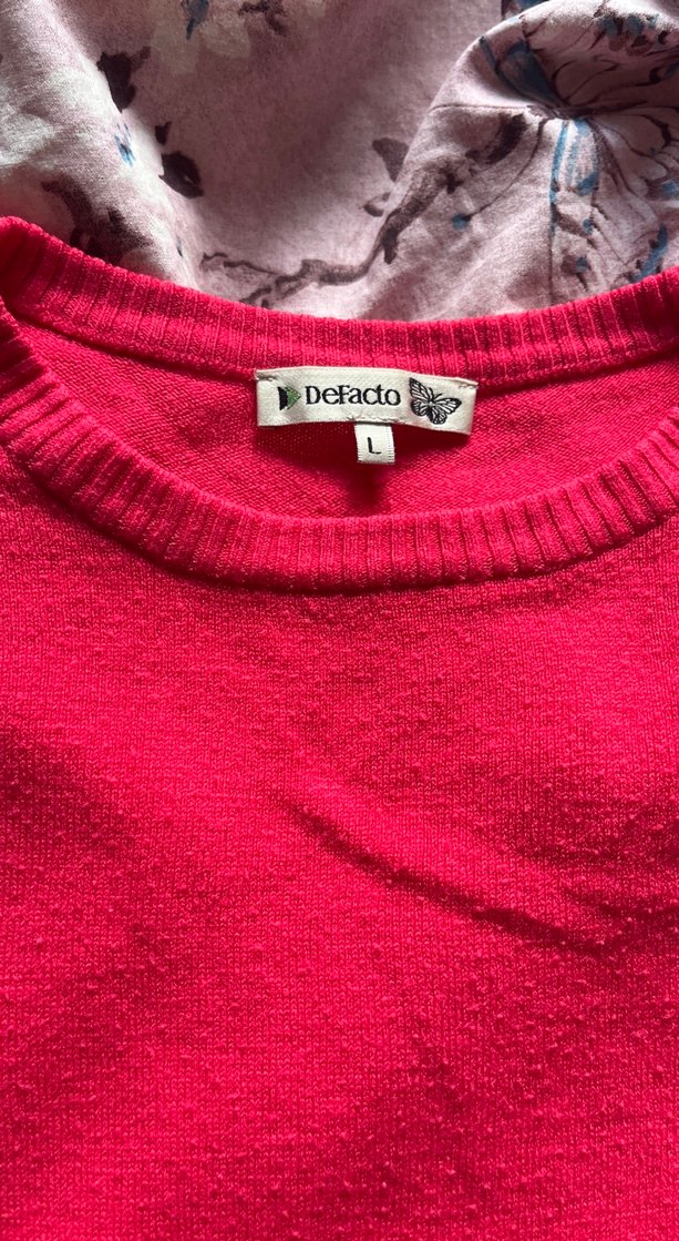 Düğmeli fuşya Kadın ince kazak - Görsel 3